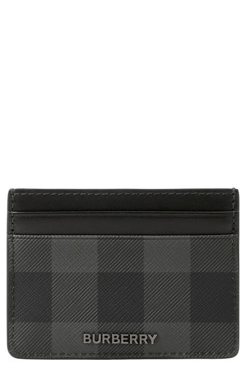 burberry Sandon Check Card Case in Charcoal at Nordstrom
