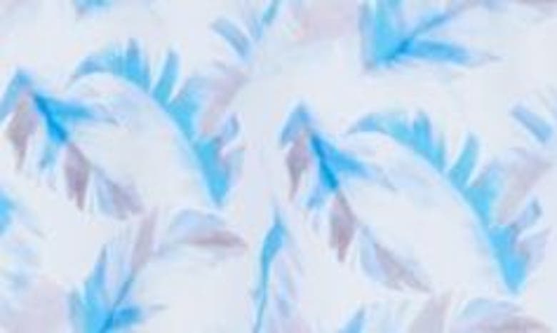 Soul Of London Feather Print Performance Short Sleeve Button-up Shirt In White