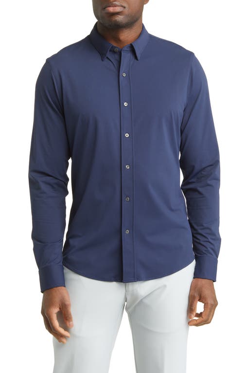 Commuter Slim Fit Button-Up Shirt in Navy