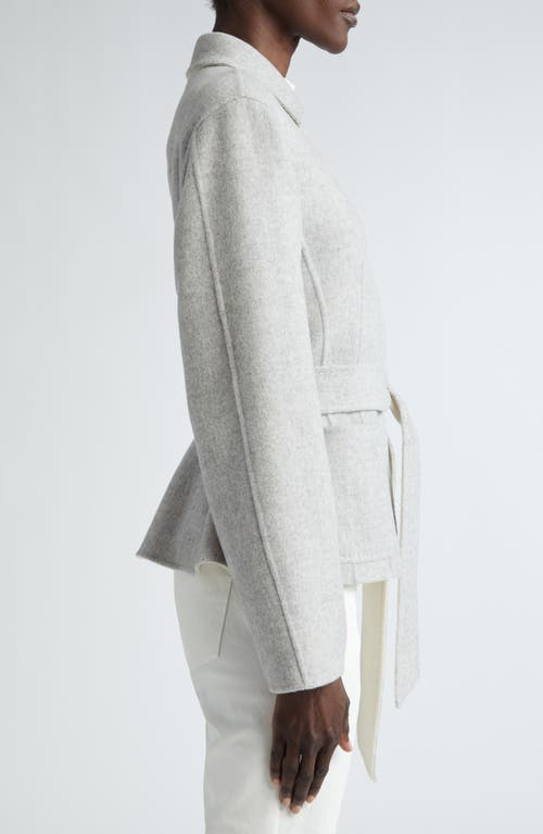 Shop Lafayette 148 New York Reversible Belted Wool & Cashmere Jacket In Grey Heather/buff