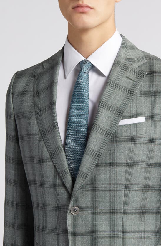 Shop Hugo Boss Hutson Plaid Virgin Wool Sport Coat In Open Green