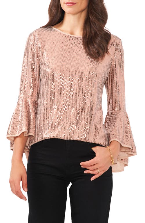 Vince Camuto Sequin Bell Sleeve Top in Gold at Nordstrom, Size Medium