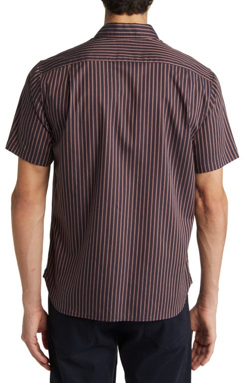 Shop Vince Claremont Stripe Short Sleeve Button-up Shirt In Coastal/campfire