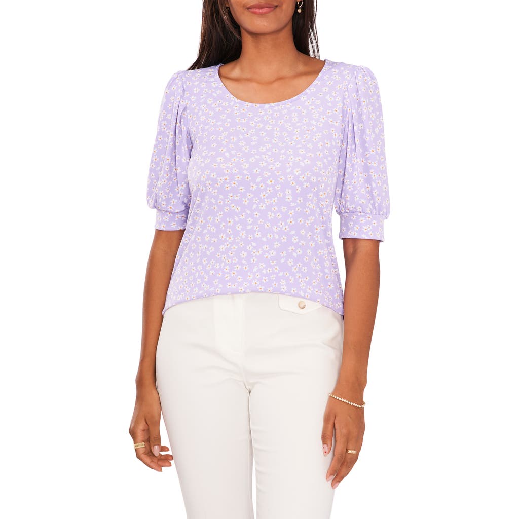 Chaus Puff Sleeve Knit Top In Blue/white/orange