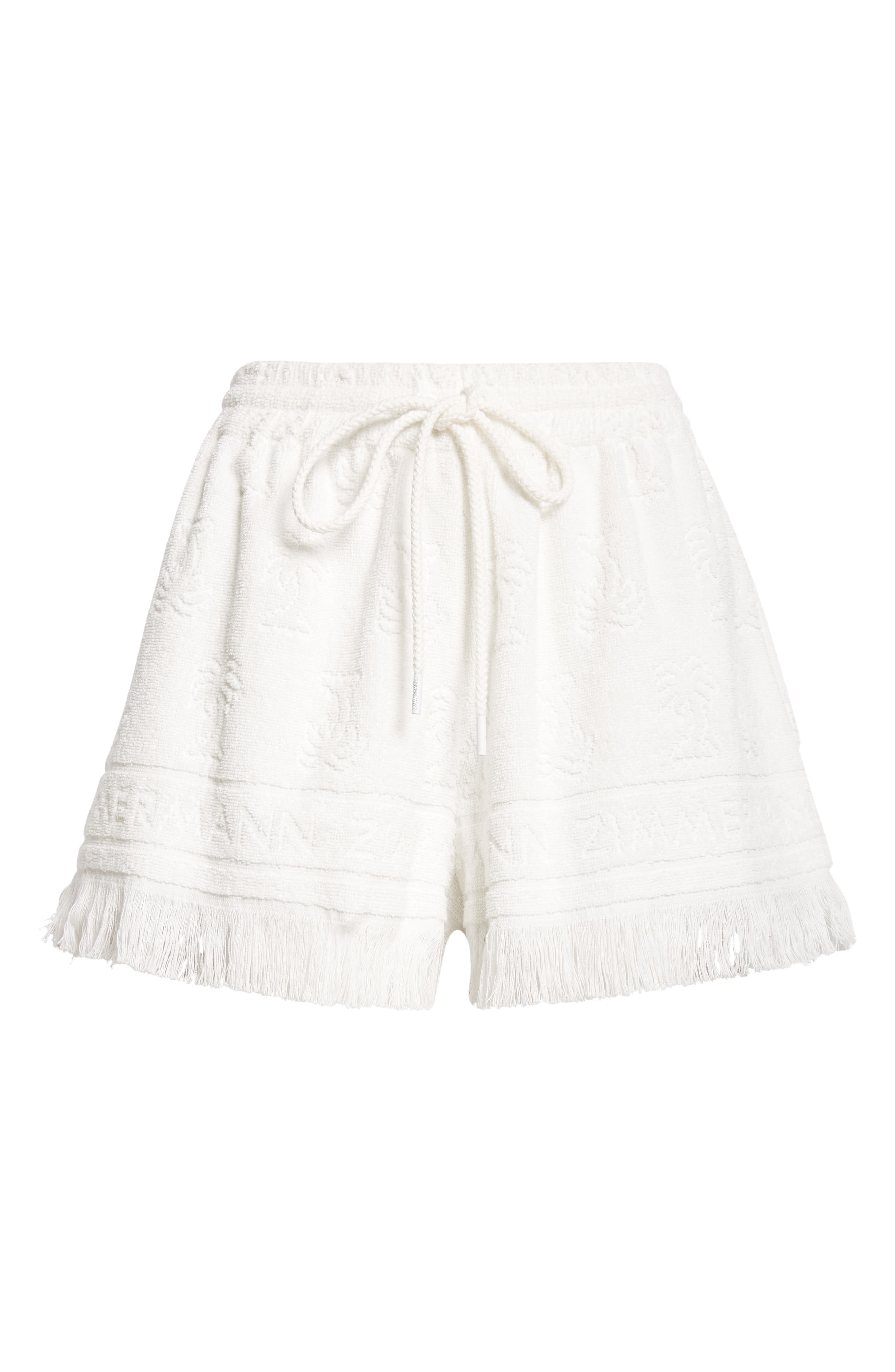 Zimmermann Alight Cotton Terry Drawstring Shorts in Ivory Smart