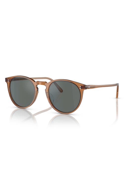 Shop Oliver Peoples O'malley 48mm Round Sunglasses In Carob/regal Blue