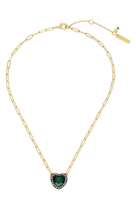 Shop Kurt Geiger Heart Halo Pendant Necklace In Green