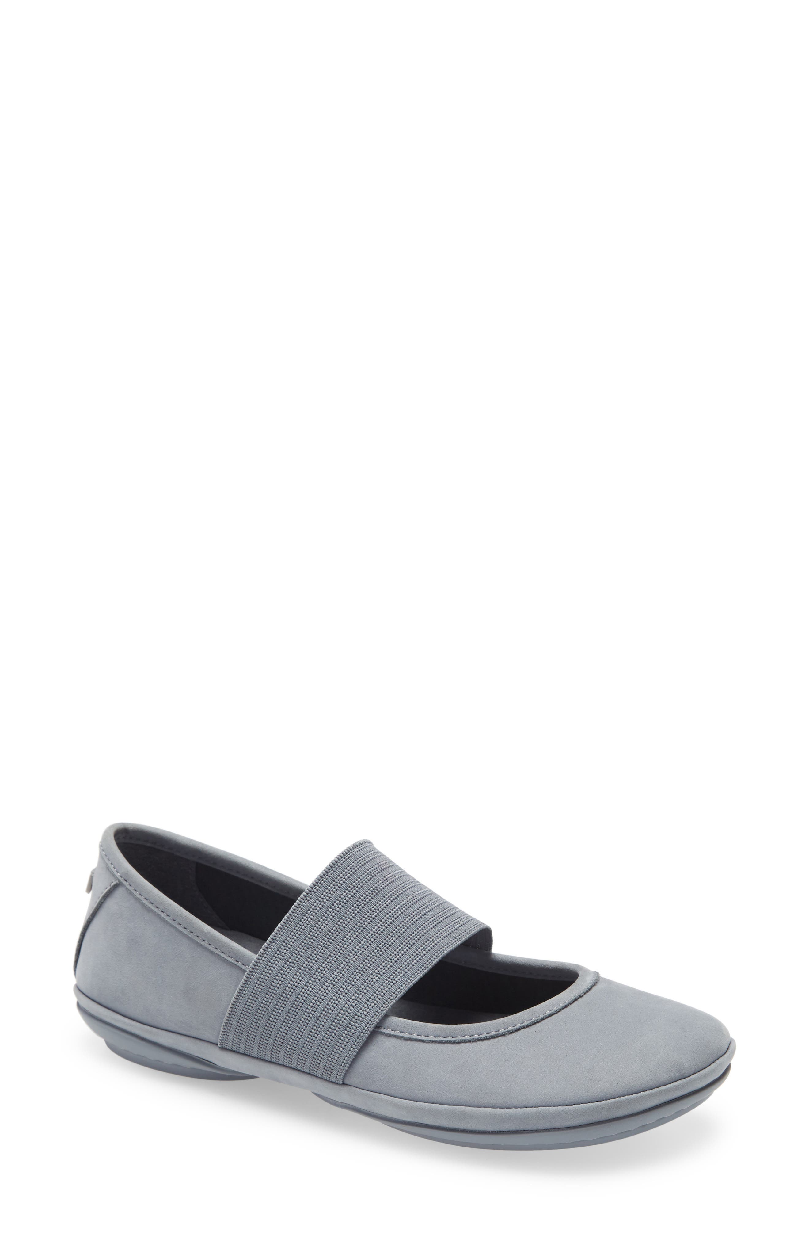 Camper Right Nina Leather Flat In Grey Leather