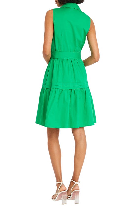 Shop Maggy London Belted Sleeveless Shirtdress In Bright Green