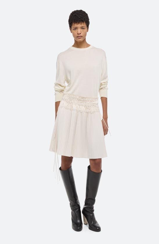 Shop Helmut Lang Pleated Drawstring Waist Skirt In Ivory