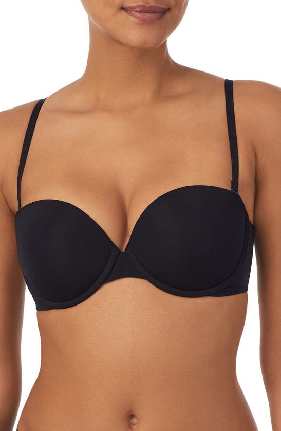 Shop Dkny Smooth Strapless Underwire Push-up Bra In Black