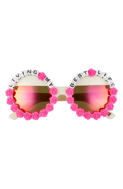 Shop Rad + Refined Living My Best Life Round Sunglasses In Hot Pink/green Mirrored