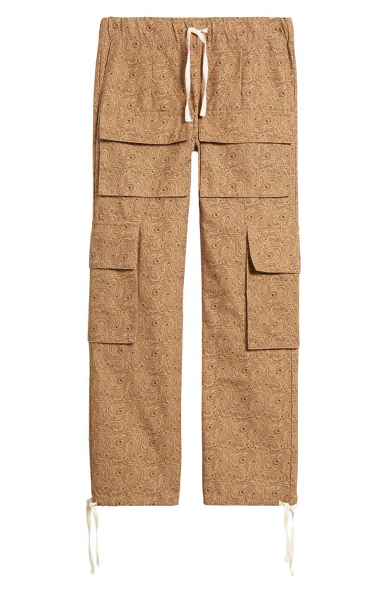 Shop Krost Paisley Print Cotton Cargo Pants In Roasted Pecan