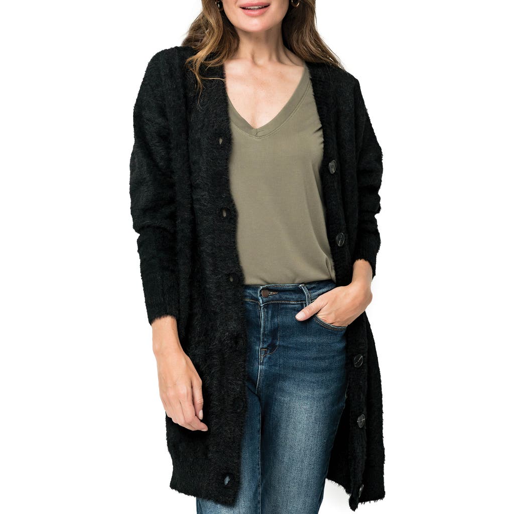 Gibsonlook Eyelash Cozy Cardigan In Black