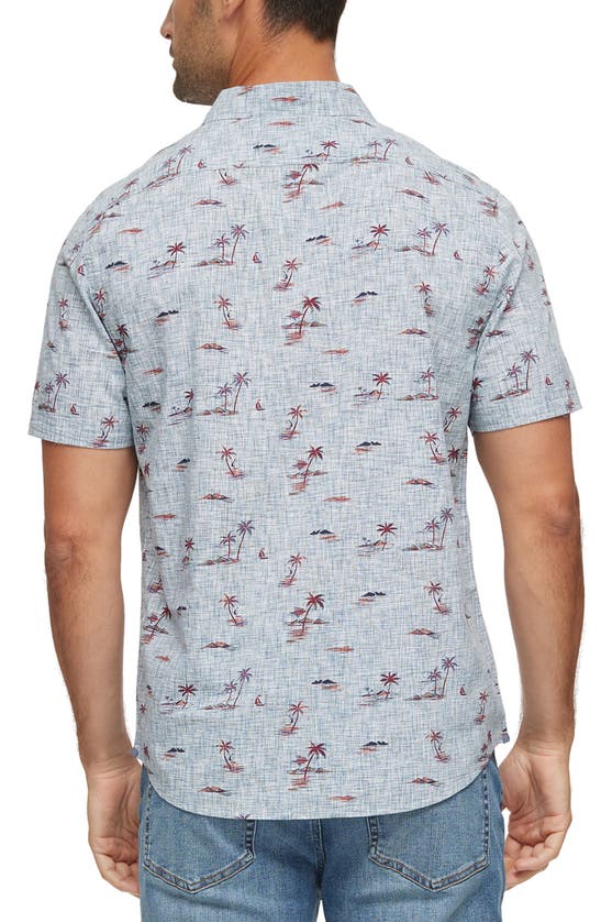 Shop Flag And Anthem Leesburg Island Print Short Sleeve Button-up Shirt In Charcoal