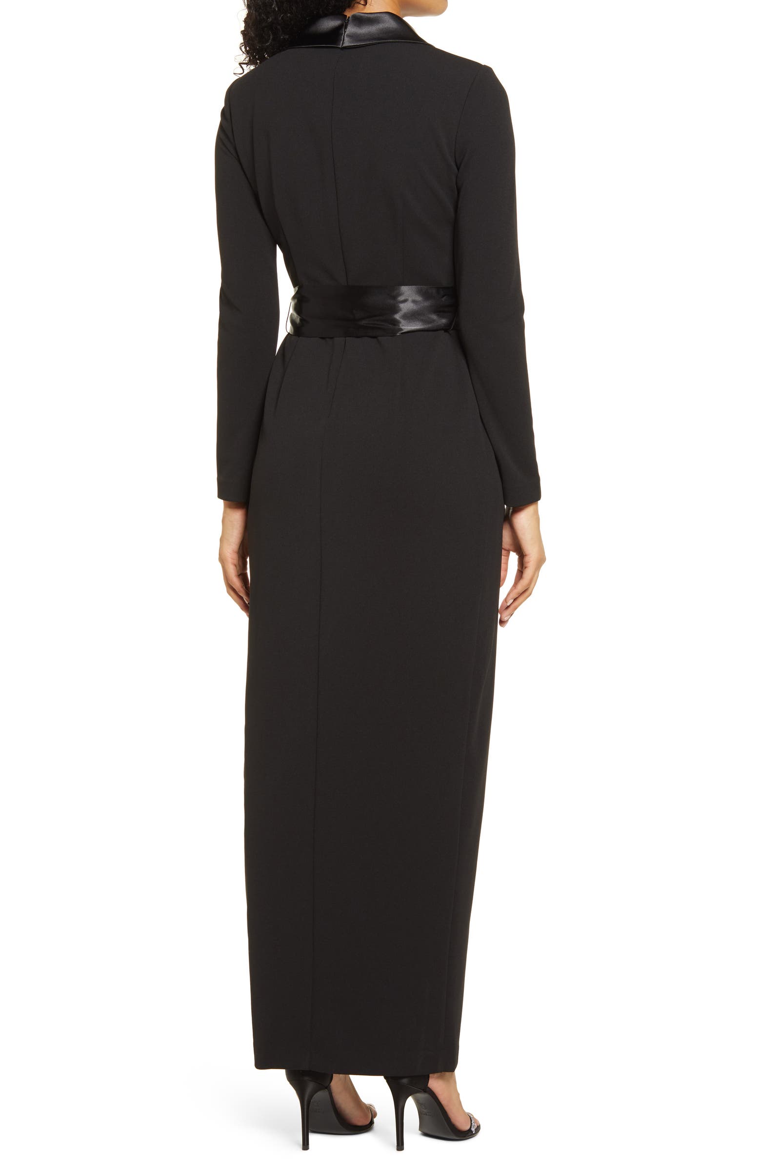 Eliza J Long Sleeve Tuxedo Gown | Nordstrom