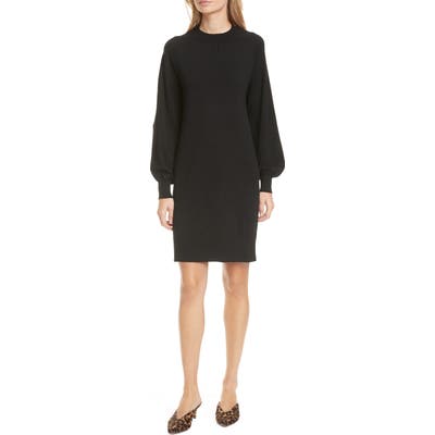 Club Monaco Madisson Long Sleeve Cotton & Wool Blend Sweater Dress, Black