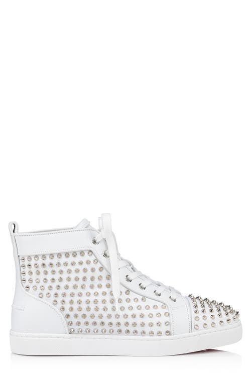 Christian Louboutin Louis Allover Spikes High Top Sneaker In White/silver