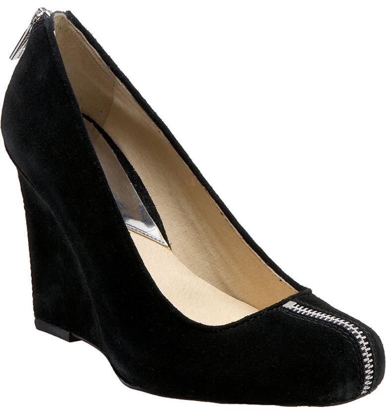 MICHAEL MICHAEL KORS 'Parker' Wedge Pump, Main, color, BLACK SUEDE