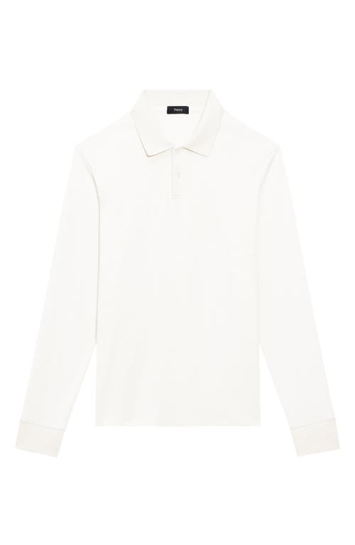Theory Goris Anemone Milano Long Sleeve Polo In Winter White