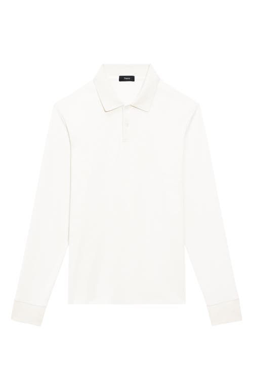 Shop Theory Goris Anemone Milano Long Sleeve Polo In Winter White