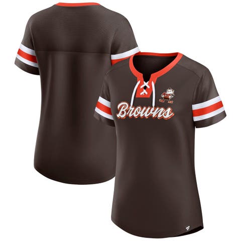 Women's Fanatics Branded Brown Cleveland Browns Plus Size Original State  Lace-Up T-Shirt