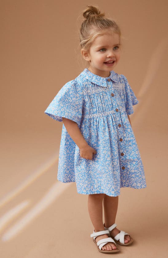 Shop Next Kids' Ditsy Cotton Dress In Blue White