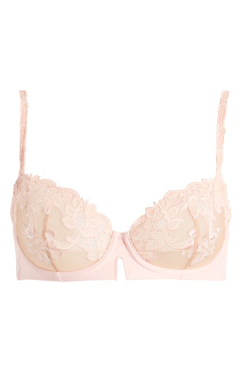 Simone Perele Saga Sheer Underwire Plunge Bra In Pink Coral