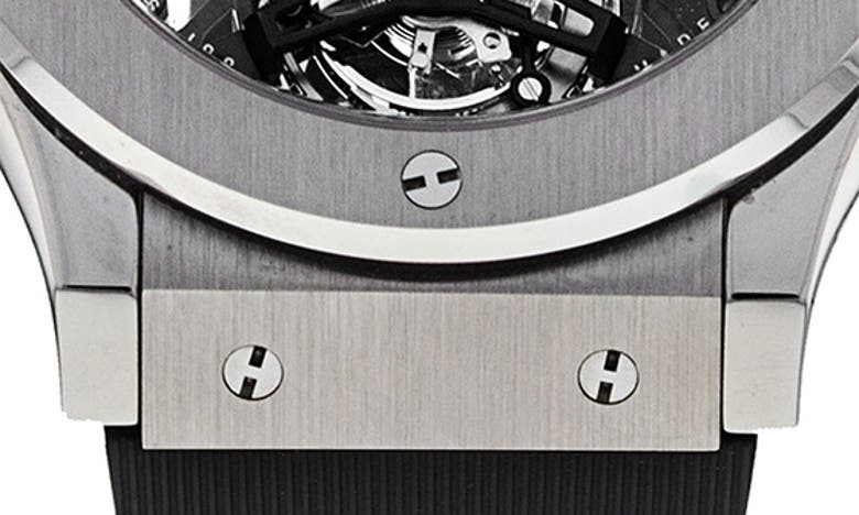 Shop Watchfinder & Co. Hublot  2013 Classic Fusion Skeleton Rubber Strap Watch, 45mm In Black/ Grey