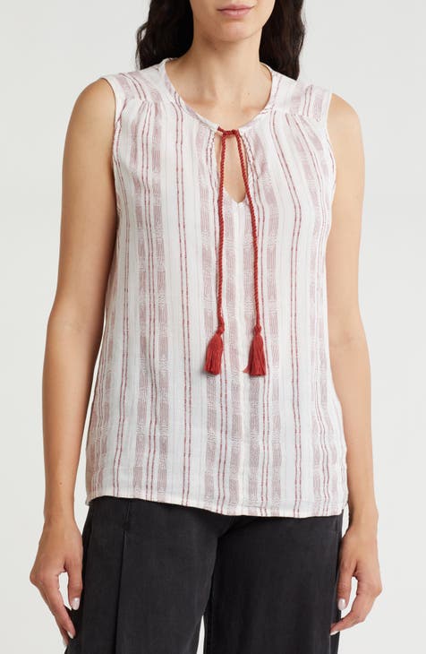 Striped Tie Neck Shell