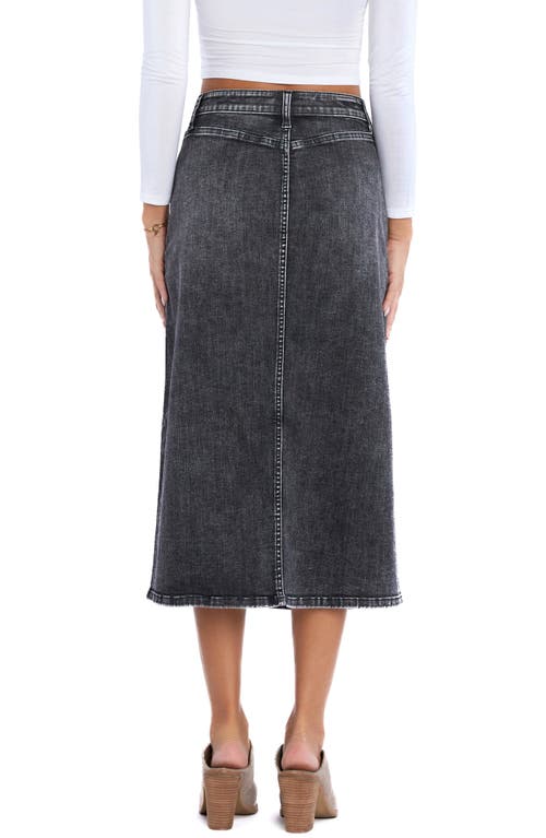 Wash Lab Denim Mallory Denim Midi Skirt In Black Sesame