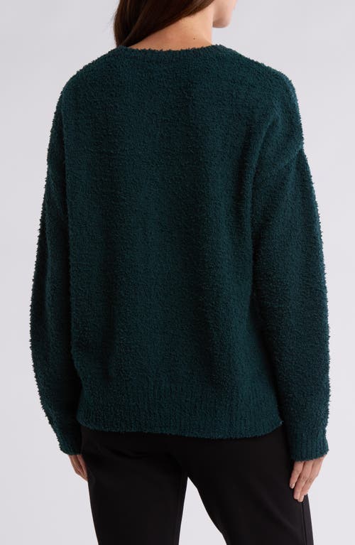 Bobeau Silky Plush Step Hem Sweater In Dark Peacock