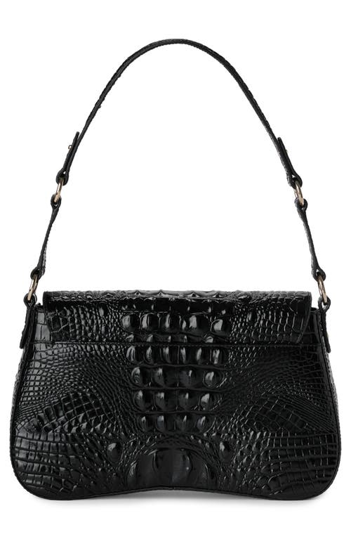 Shop Brahmin Nerida Croc Embossed Leather Shoulder Bag In Black