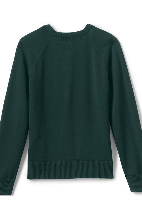 Lands' End School Uniform Girls Cotton Modal Cardigan Sweater In Evergreen