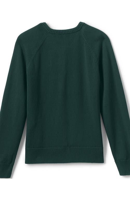 Shop Lands' End School Uniform Girls Cotton Modal Cardigan Sweater In Evergreen