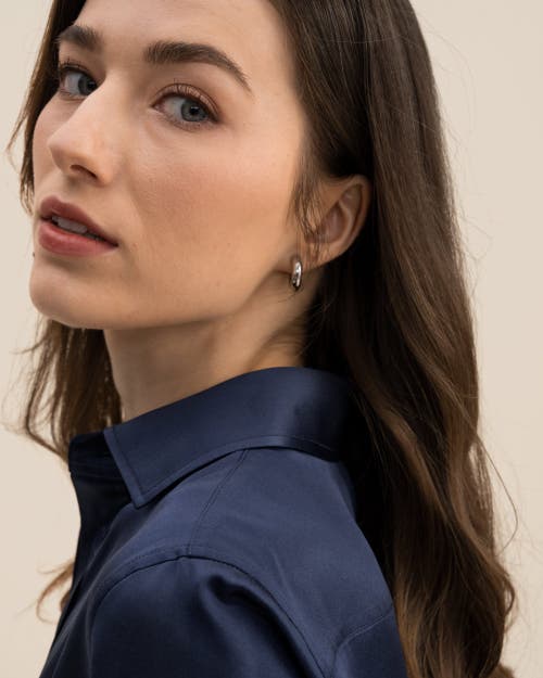 Lilysilk Tailored Button Down Silk Shirt In Navy Blue