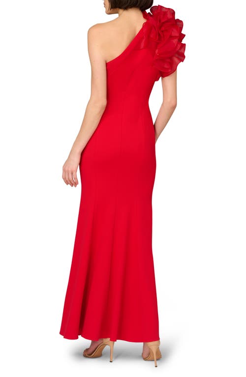 Shop Aidan Mattox By Adrianna Papell One-shoulder Trumpet Gown In Red