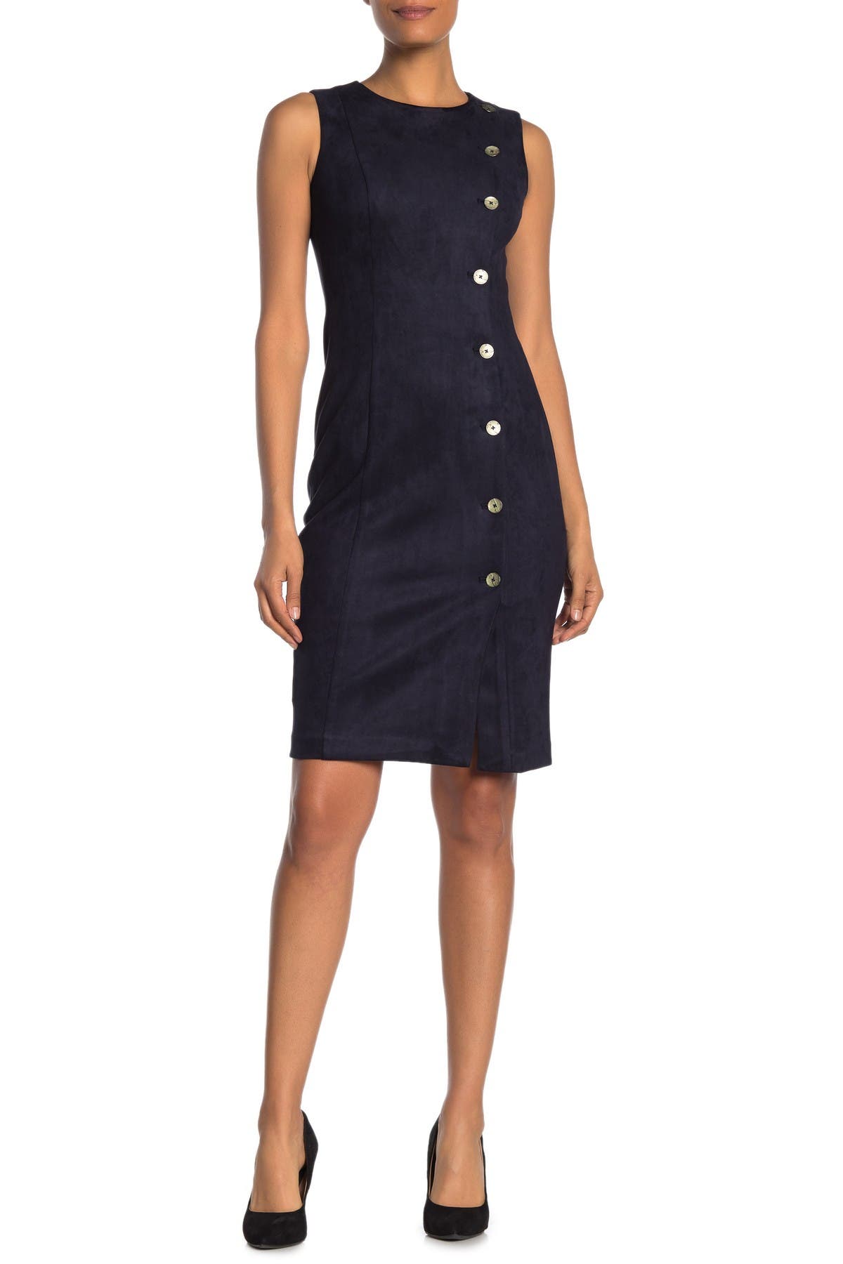 button sheath dress