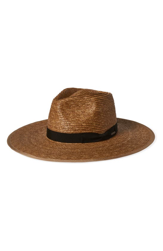 Shop Brixton Jo Straw Rancher Hat In Tan/ Black