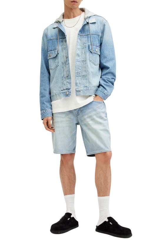 Shop Allsaints Switch Denim Shorts In Light Indigo Blue