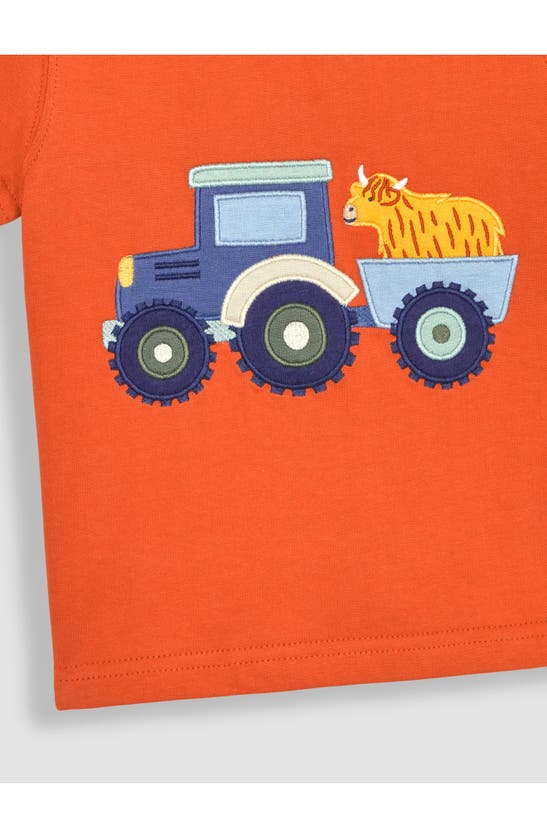 Shop Jojo Maman Bébé Tractor Cow Appliqué T-shirt & Shorts Set In Rust