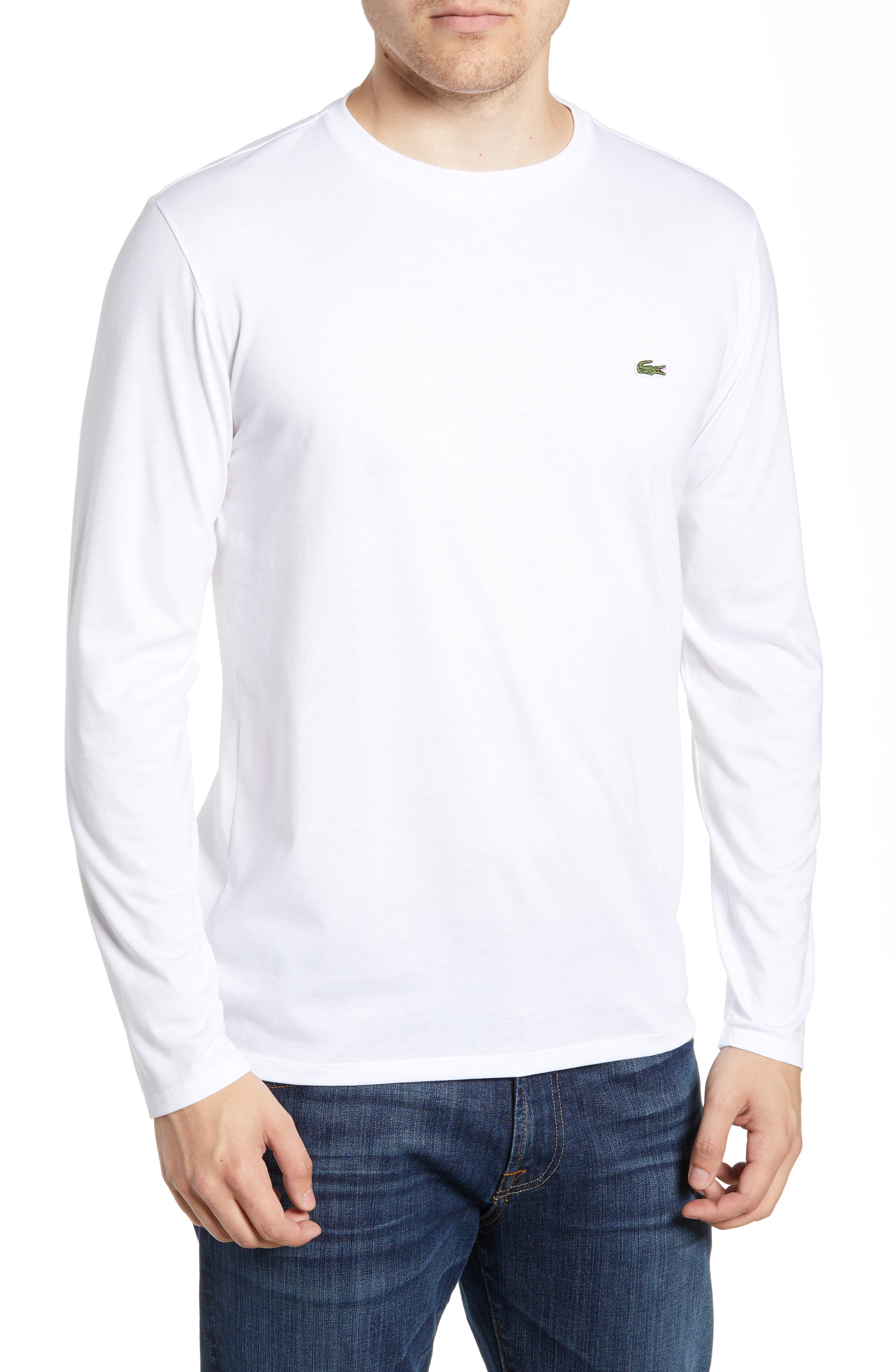 UPC 190391331040 product image for Men's Lacoste Long Sleeve Pima Cotton T-Shirt, Size 4(m) - White | upcitemdb.com