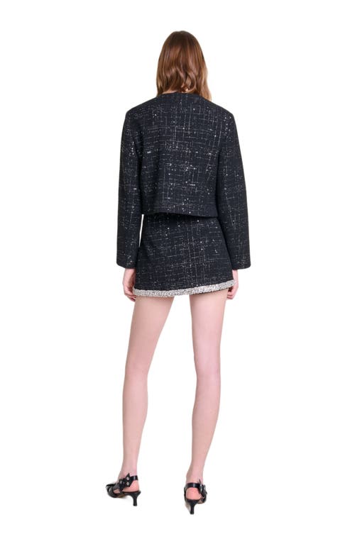 Shop Maje Short Tweed Jacket In Black