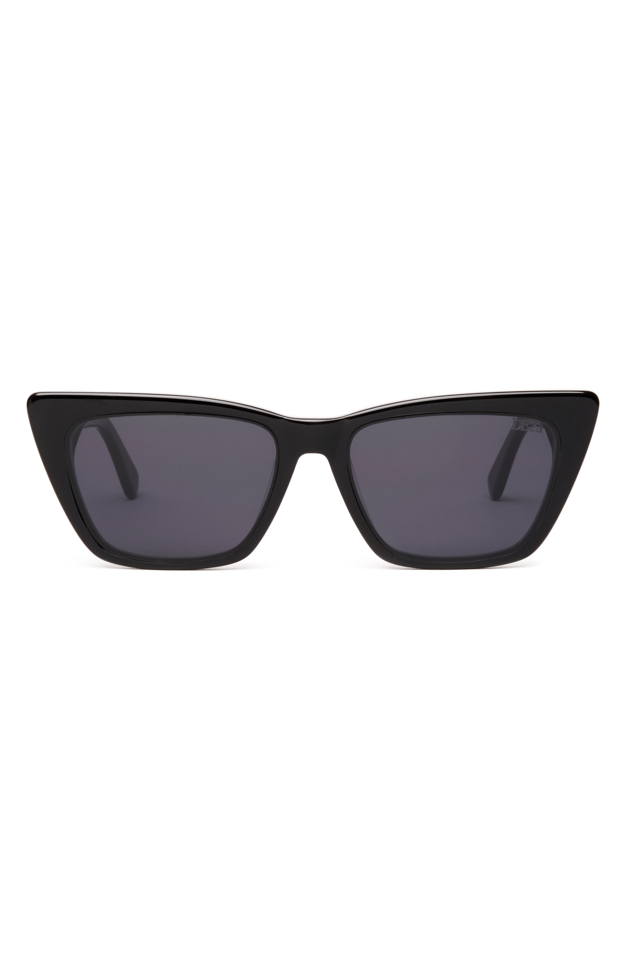 Dezi Cuffed 53mm Square Sunglasses in Black /Gold Midnight Smoke