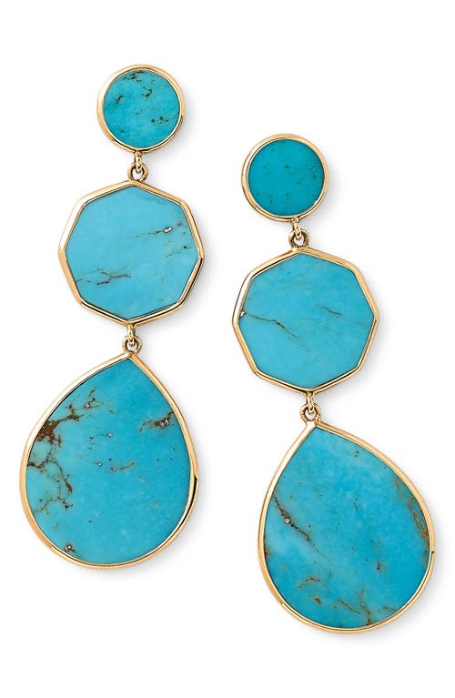 Ippolita 18k Yellow Gold Polished Rock Candy Drop Earrings In Turquoise In Gold/turquoise