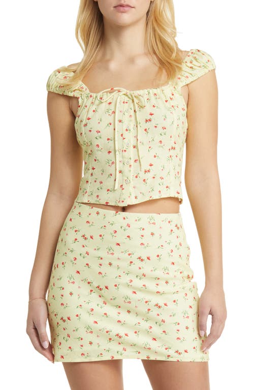 WAYF Sunshine Floral Cap Sleeve Crop Top Yellow Ditsy at Nordstrom,