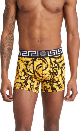 Versace 2-Pack Iconic Men's Boxer Briefs, White/gold