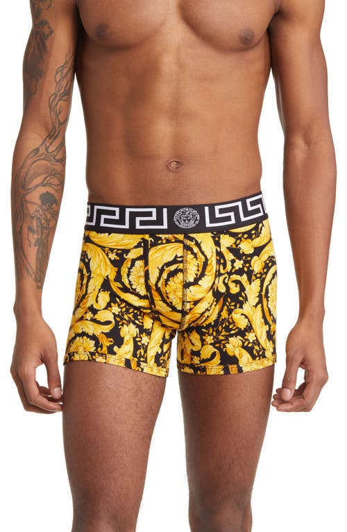 Shop Versace Barocco Boxer Briefs In Black/gold