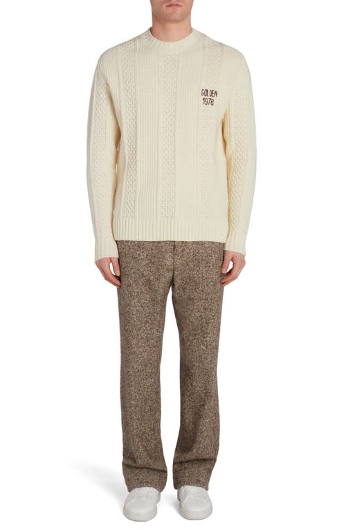 Golden Goose Journey Herringbone Wool Blend Pants In Beige/brown/bluette