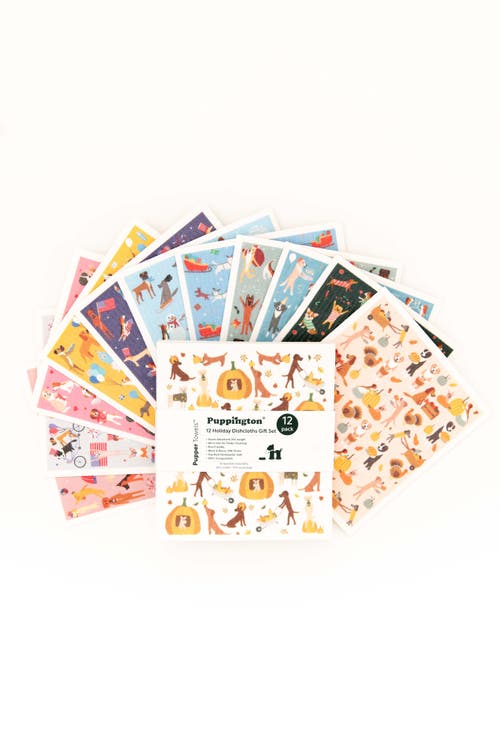 Puppington Pupper Towels 12-pack Swedish Dish Cloths For Kitchen In Doggie Dozen Holidays